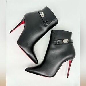 Christian Louboutin Black Leather Lock Me so Kate 100mm Ankle Boots EU 39